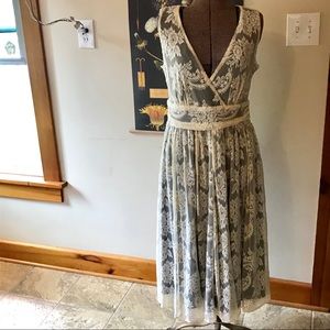 Romantic Lace Overlay Dress. EUC